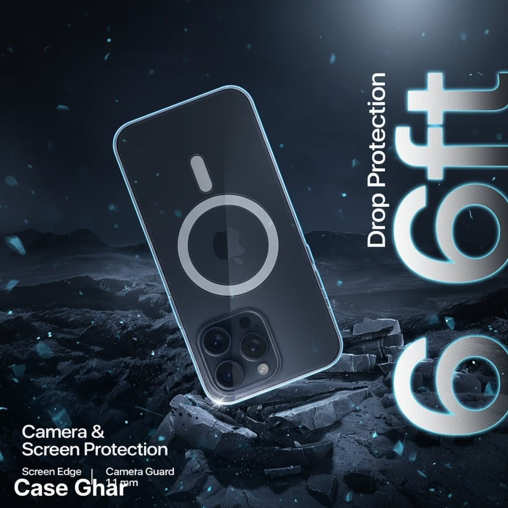 Iphone Anti Yellow Magsafe Clear Case-(Anti yellow case +Tempered Glass+ Magnetic mobile stand)