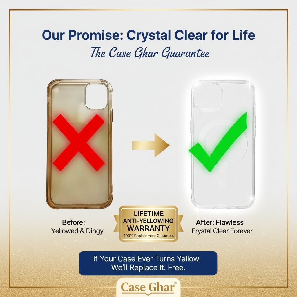 Samsung Anti Yellow Magsafe Clear Case-(Anti yellow case +Tempered Glass+ Magnetic mobile stand)