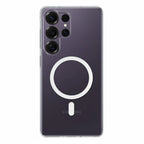 Samsung Anti Yellow Magsafe Clear Case-(Anti yellow case +Tempered Glass+ Magnetic mobile stand)