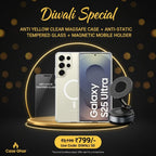 Samsung Anti Yellow Magsafe Clear Case-(Anti yellow case +Tempered Glass+ Magnetic mobile stand)