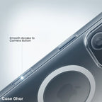 Iphone Anti Yellow Magsafe Clear Case-(Anti yellow case +Tempered Glass+ Magnetic mobile stand)