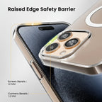 Iphone Anti Yellow Magsafe Clear Case-(Anti yellow case +Tempered Glass+ Magnetic mobile stand)